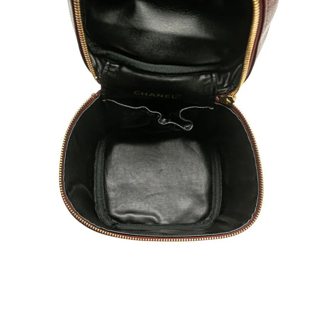CHANEL Caviar Leather Logo Vanity Bag